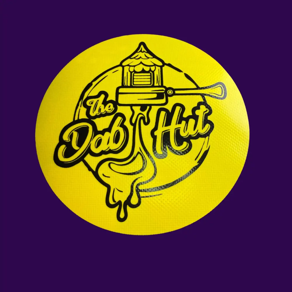 The Dab Hut Silicone Dab Mat 8in Yellow Purple Background